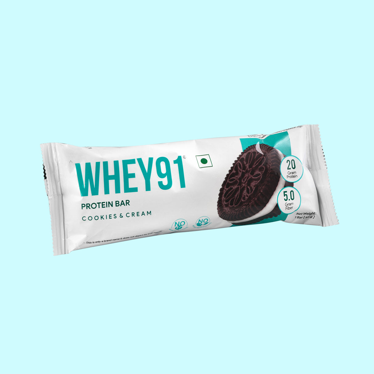 Whey91 Cookies & Cream Protein Bar, 20g Protein & 5g Fibre (Pack of 6 bars)