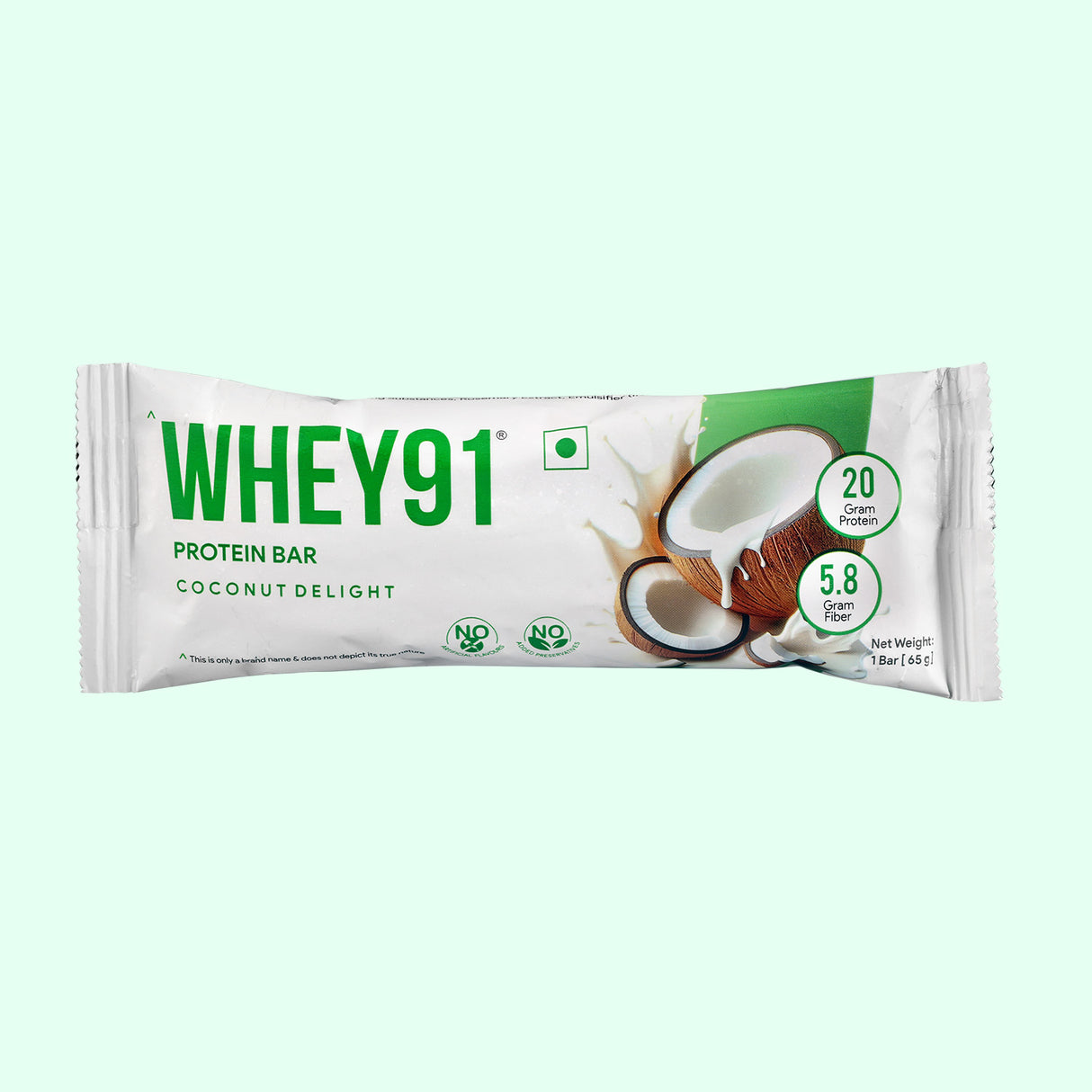 Whey91 Coconut Delight Protein Bars - 20g protein, 5.8g fibre (Pack of 6 bars)
