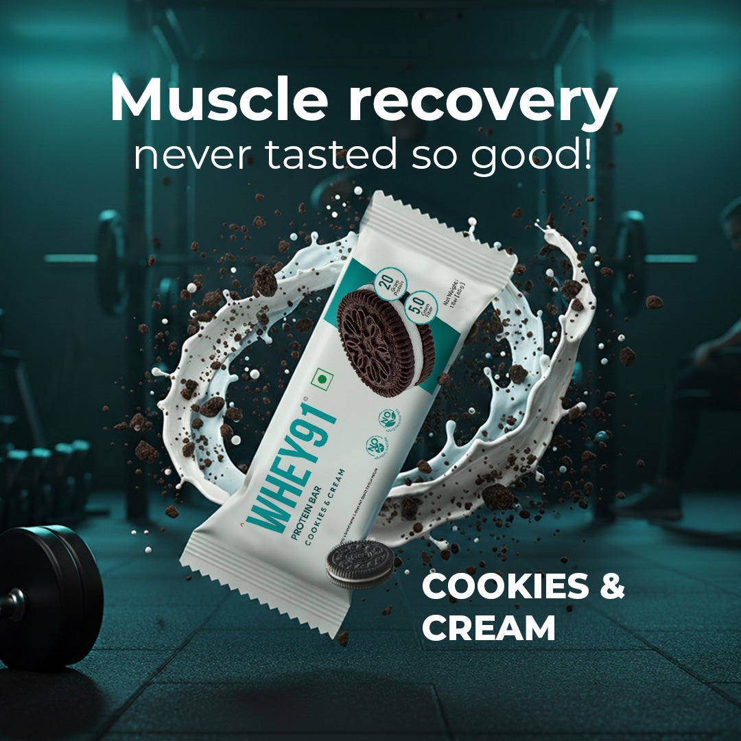 Whey91 Cookies & Cream Protein Bar, 20g Protein & 5g Fibre (Pack of 6 bars)