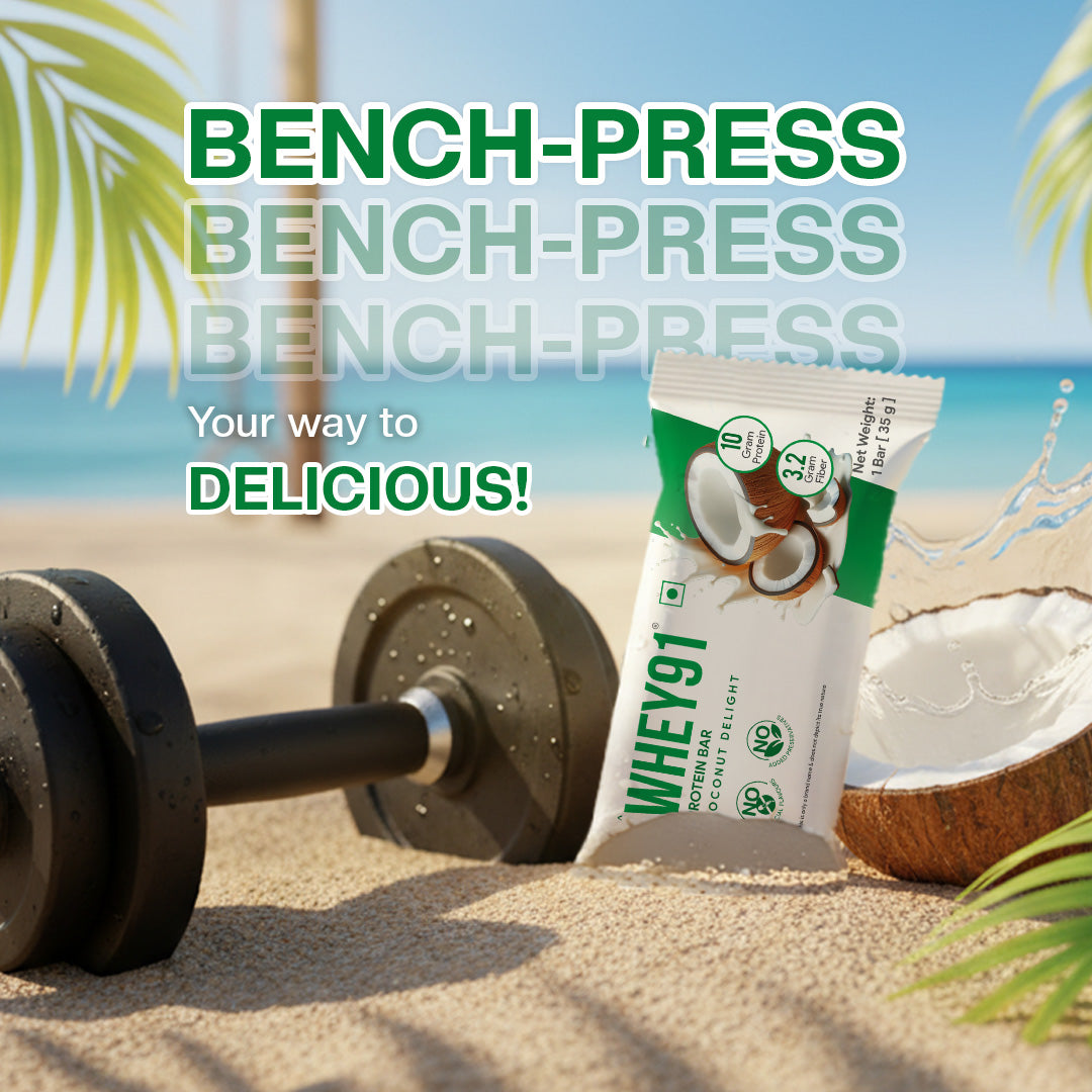 Whey91 Coconut Delight Protein Bars - 10g Protein, 3.2g Fiber (Pack of 6 bars)