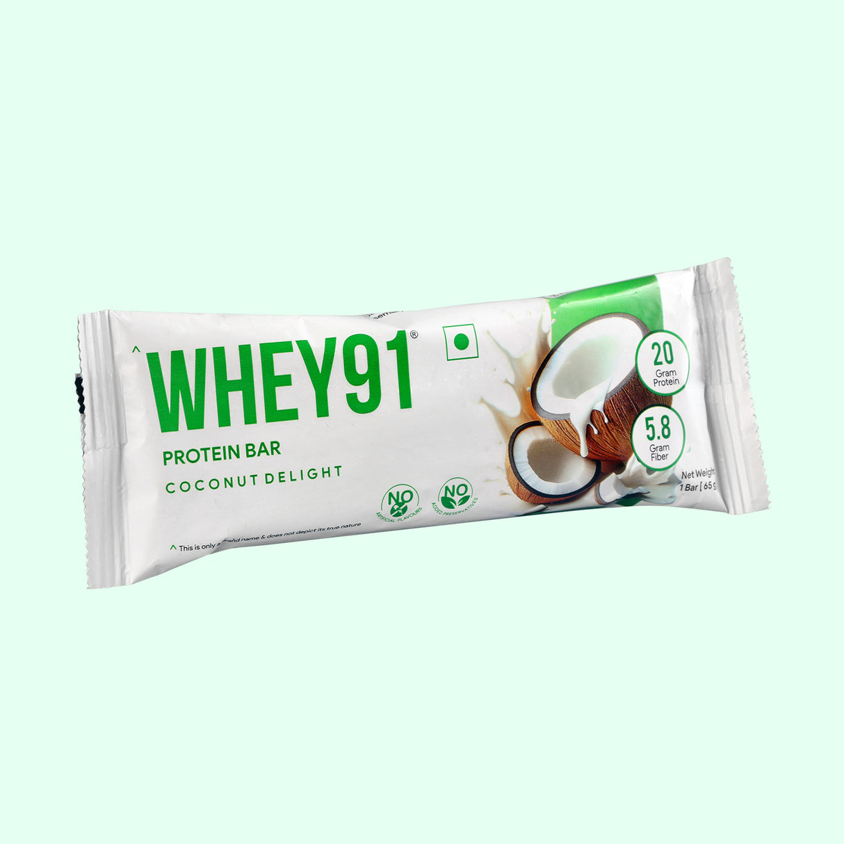 Whey91 Coconut Delight Protein Bars - 20g protein, 5.8g fibre (Pack of 6 bars)