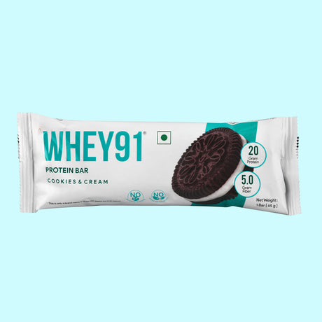 Whey91 Cookies & Cream Protein Bar, 20g Protein & 5g Fibre  (Pack of 6 bars)