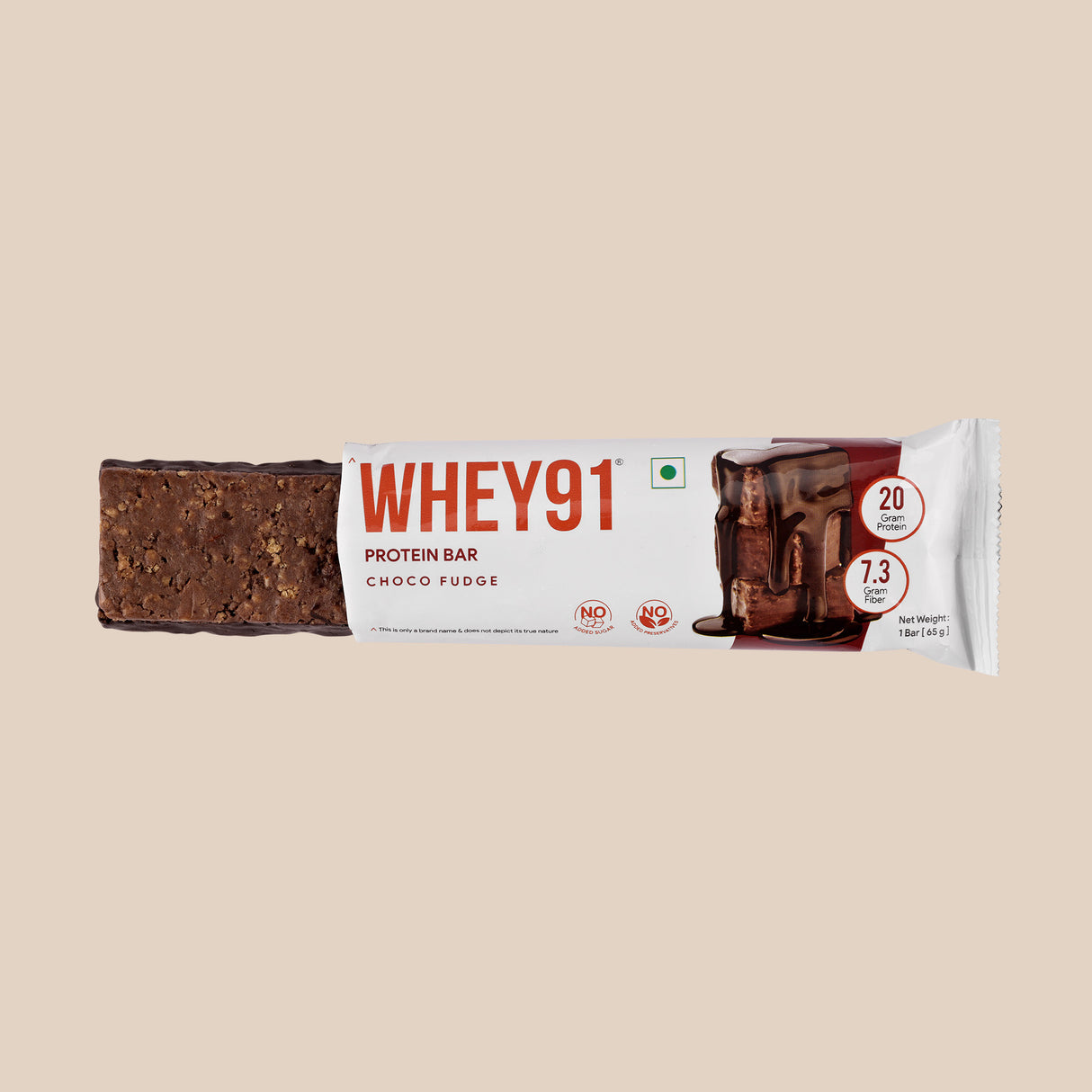 Whey91 Choco Fudge Protein Bars - 20g Protein 7.3 g Fibre (Pack of 6 bars)