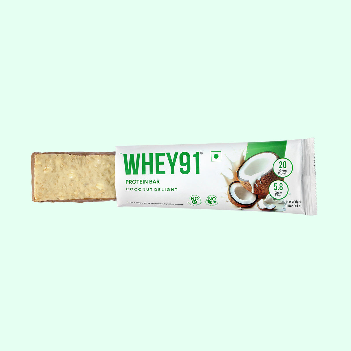 Whey91 Coconut Delight Protein Bars - 20g protein, 5.8g fibre (Pack of 6 bars)