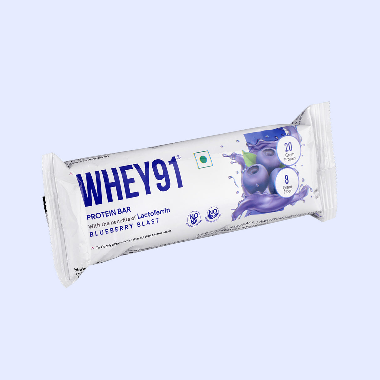 Whey91 Blueberry Blast Protein Bars - 20g protein, 8g fibre (Pack of 6 bars)