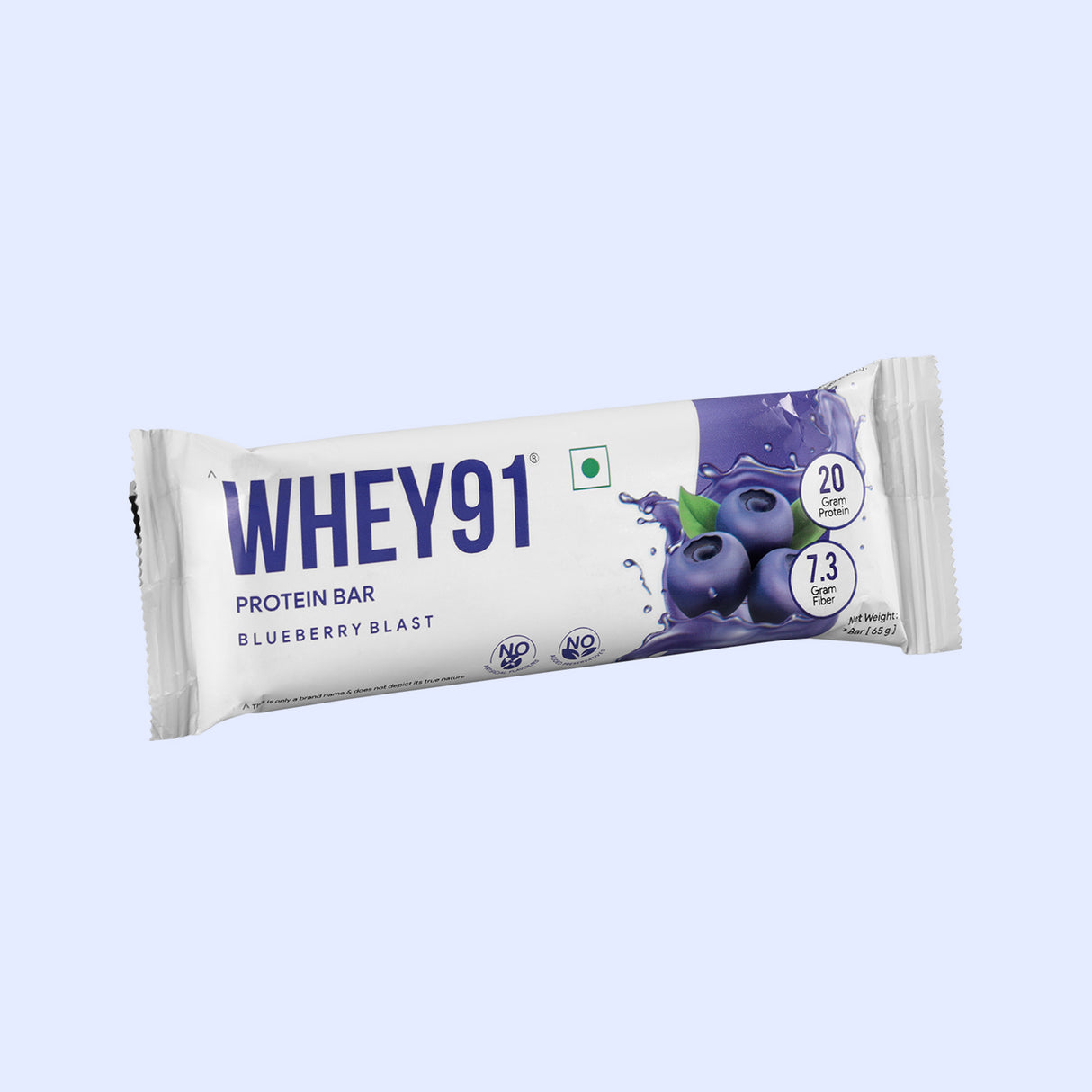 Whey91 Blueberry Blast Protein Bars - 20g protein, 7.3g fibre (Pack of 6 bars)