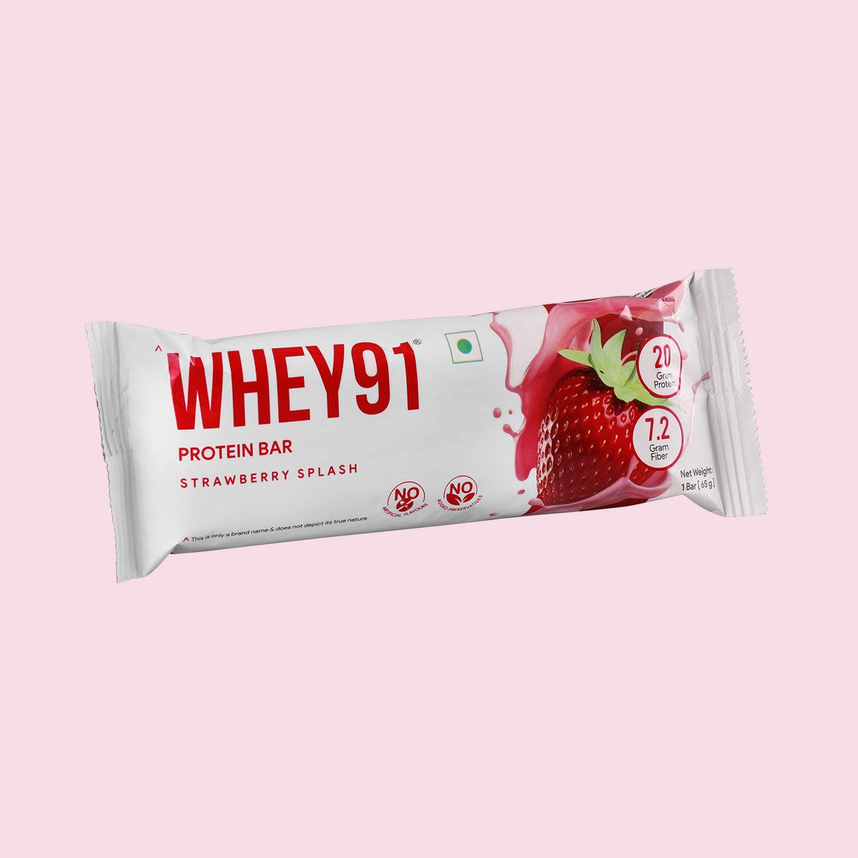 Whey91 Strawberry Splash Protein Bars - 20g Protein 7.2g Fibre (Pack of 6 bars)