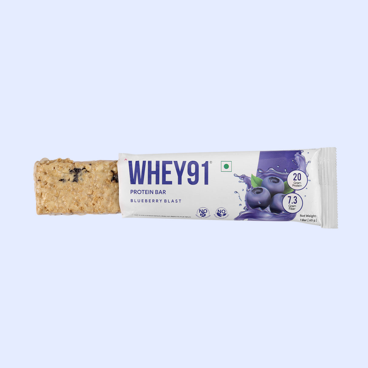 Whey91 Blueberry Blast Protein Bars - 20g protein, 7.3g fibre (Pack of 6 bars)