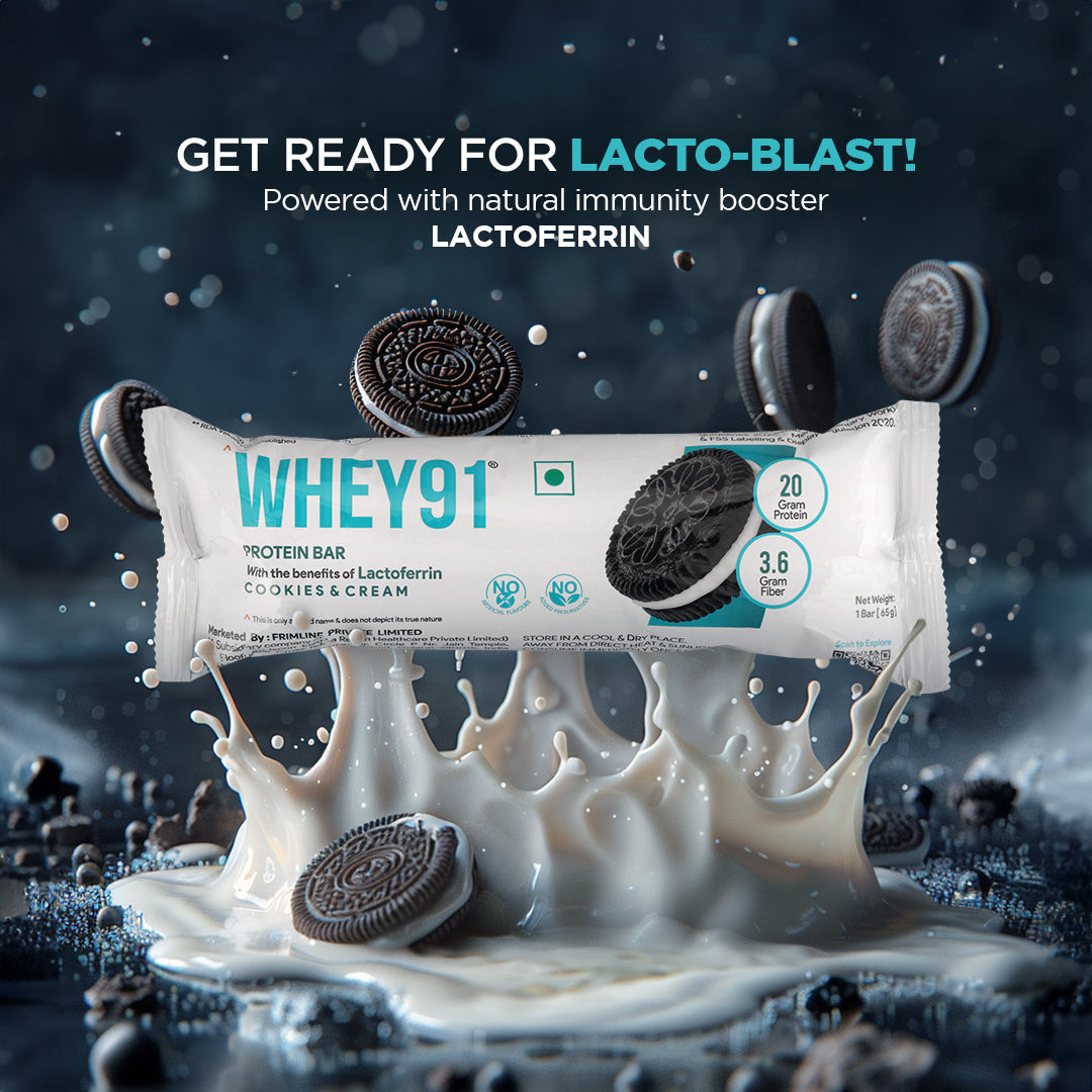 Whey91 Cookies & Cream Protein Bar, 20g Protein & 3.6g Fibre  (Pack of 6 bars)