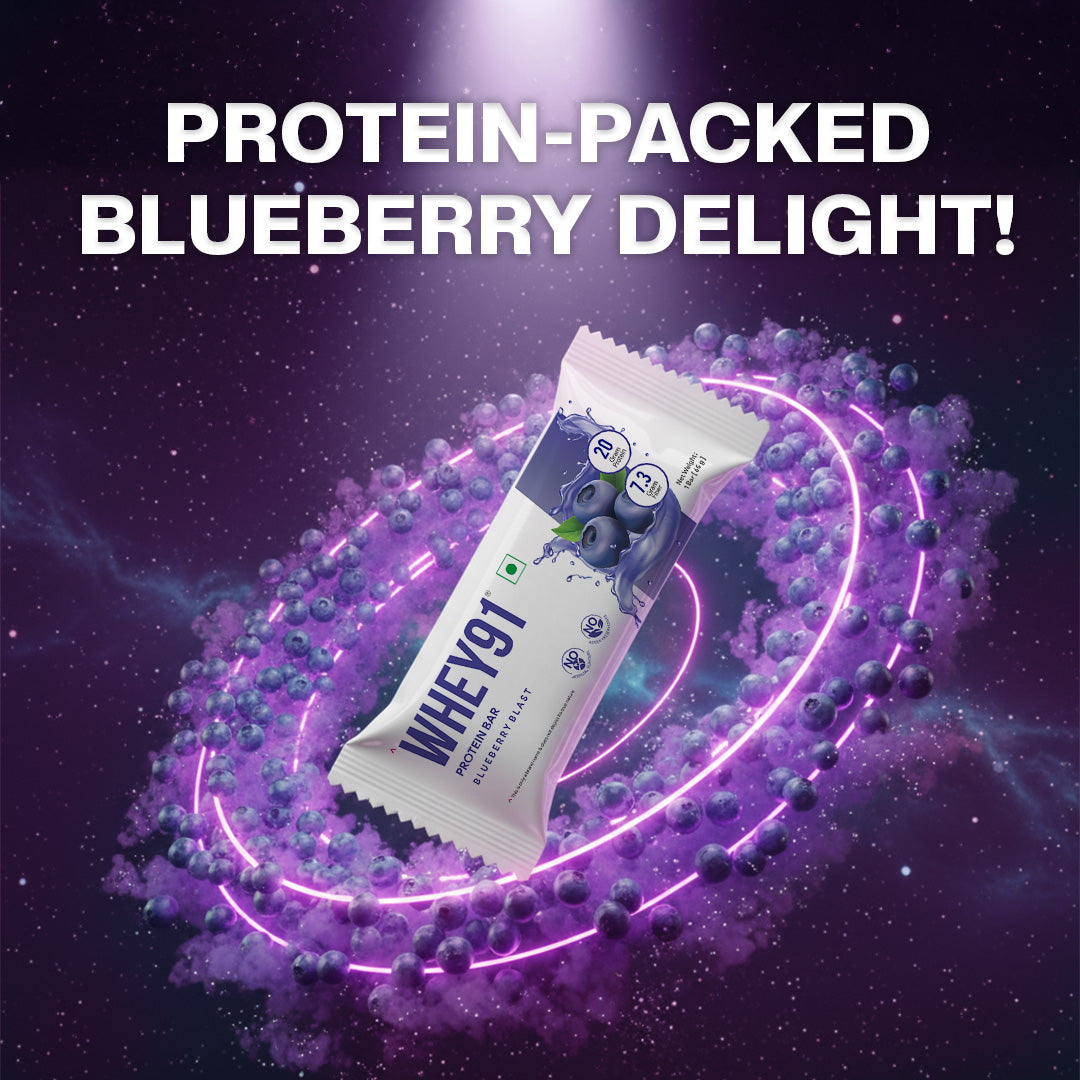 Whey91 Blueberry Blast Protein Bars - 20g protein, 7.3g fibre (Pack of 6 bars)