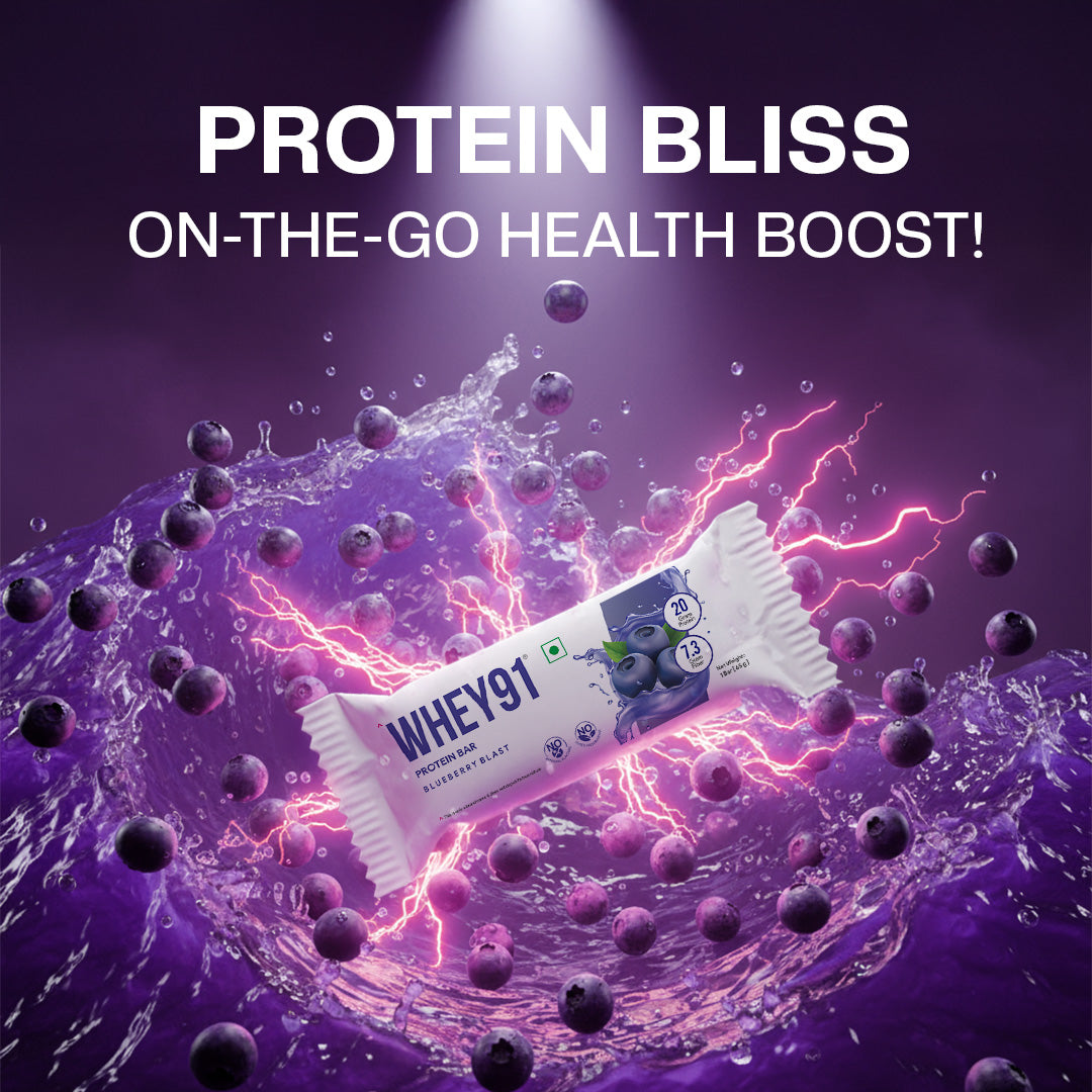 Whey91 Blueberry Blast Protein Bars - 20g protein, 7.3g fibre (Pack of 6 bars)