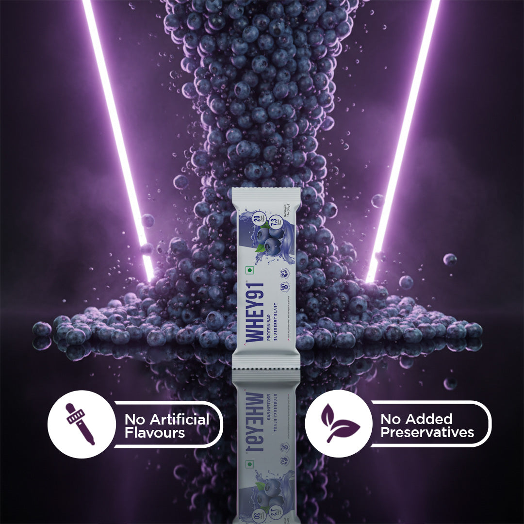 Whey91 Blueberry Blast Protein Bars - 20g protein, 7.3g fibre (Pack of 6 bars)