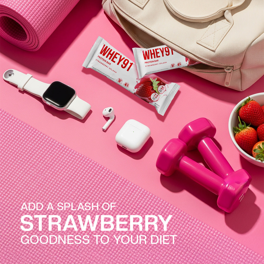 Whey91 Strawberry Splash Protein Bars - 20g Protein 7.2g Fibre (Pack of 6 bars)