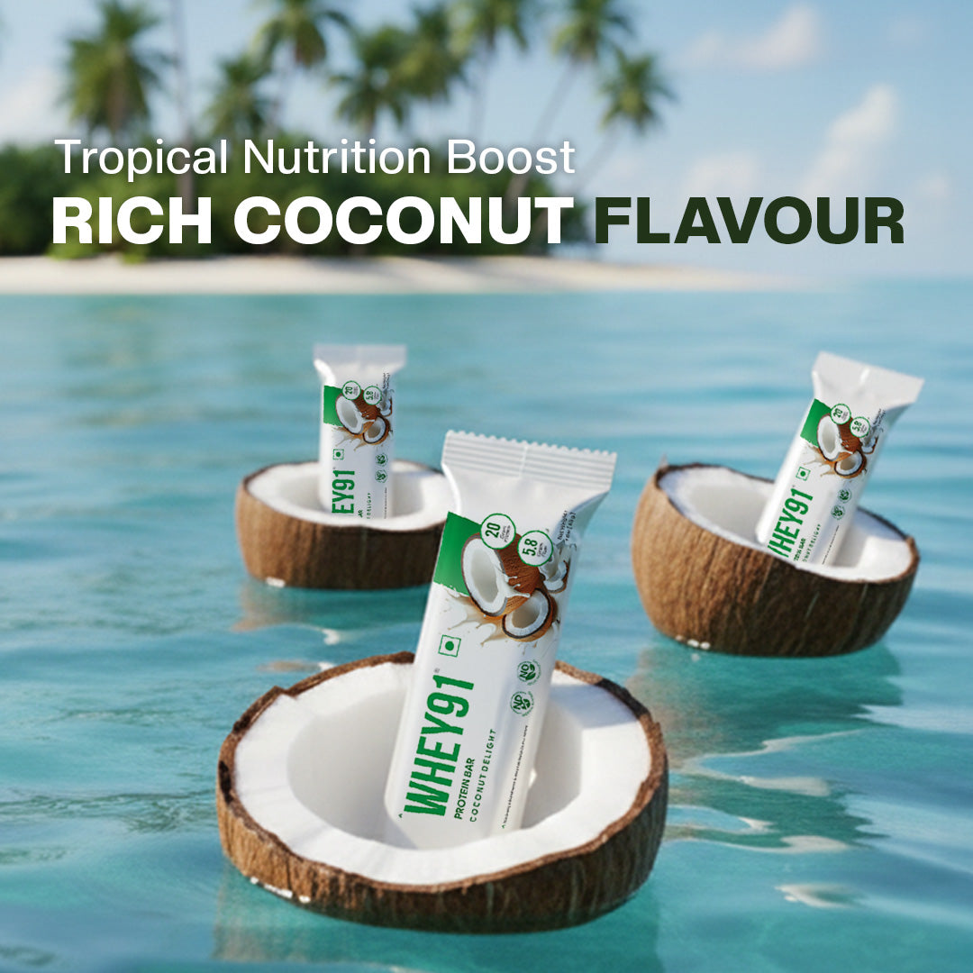 Whey91 Coconut Delight Protein Bars - 20g protein, 5.8g fibre (Pack of 6 bars)