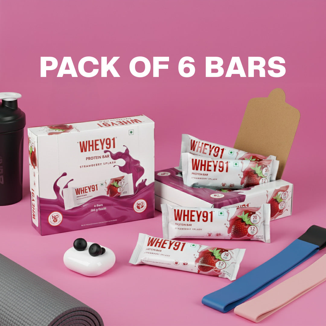 Whey91 Strawberry Splash Protein Bars - 20g Protein 7.2g Fibre (Pack of 6 bars)
