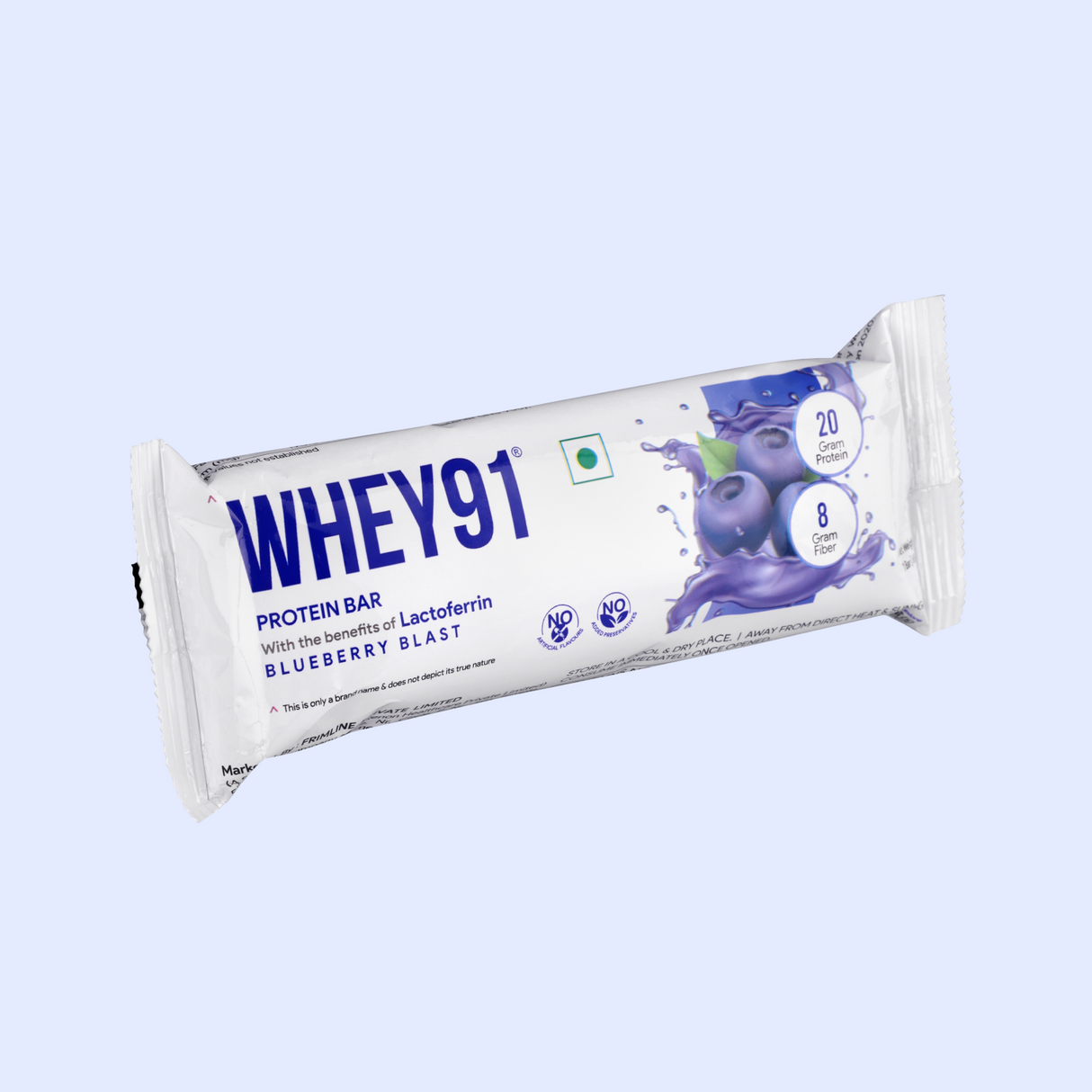 Whey91 Blueberry Blast Protein Bars - 20g protein, 8g fibre (Pack of 6 bars)