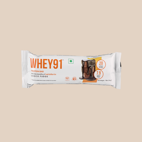 Whey91 Choco Fudge Protein Bars - 20g Protein 7.9 g Fibre (Pack of 6 bars)