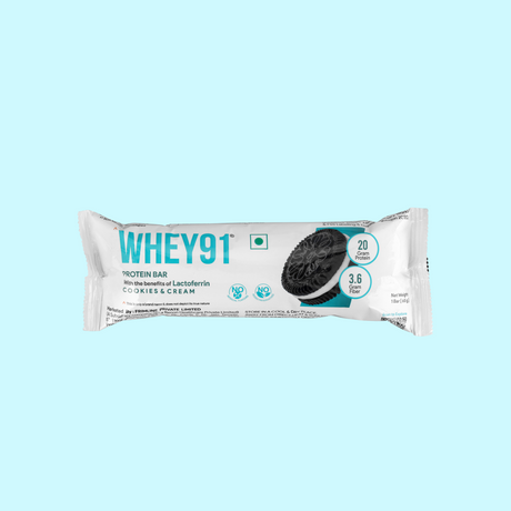 Whey91 Cookies & Cream Protein Bar, 20g Protein & 3.6g Fibre  (Pack of 6 bars)