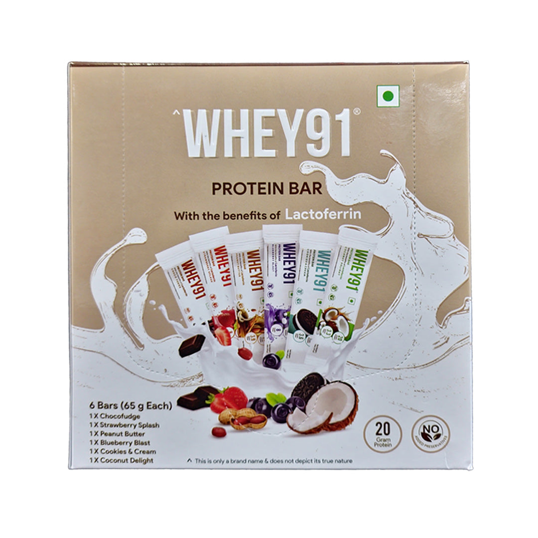 Whey91 Assorted Protein Bar Set  - 20g protein (Pack of 6 bars)