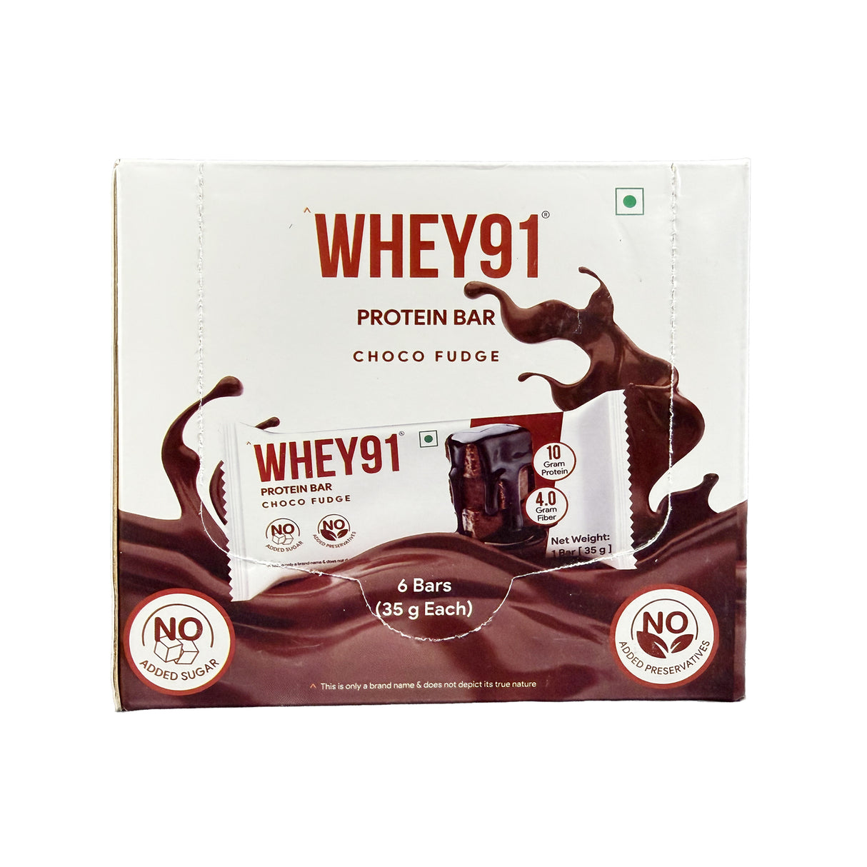 Whey91 Choco Fudge Protein Bars - 20g Protein 7.3 g Fibre (Pack of 6 bars)