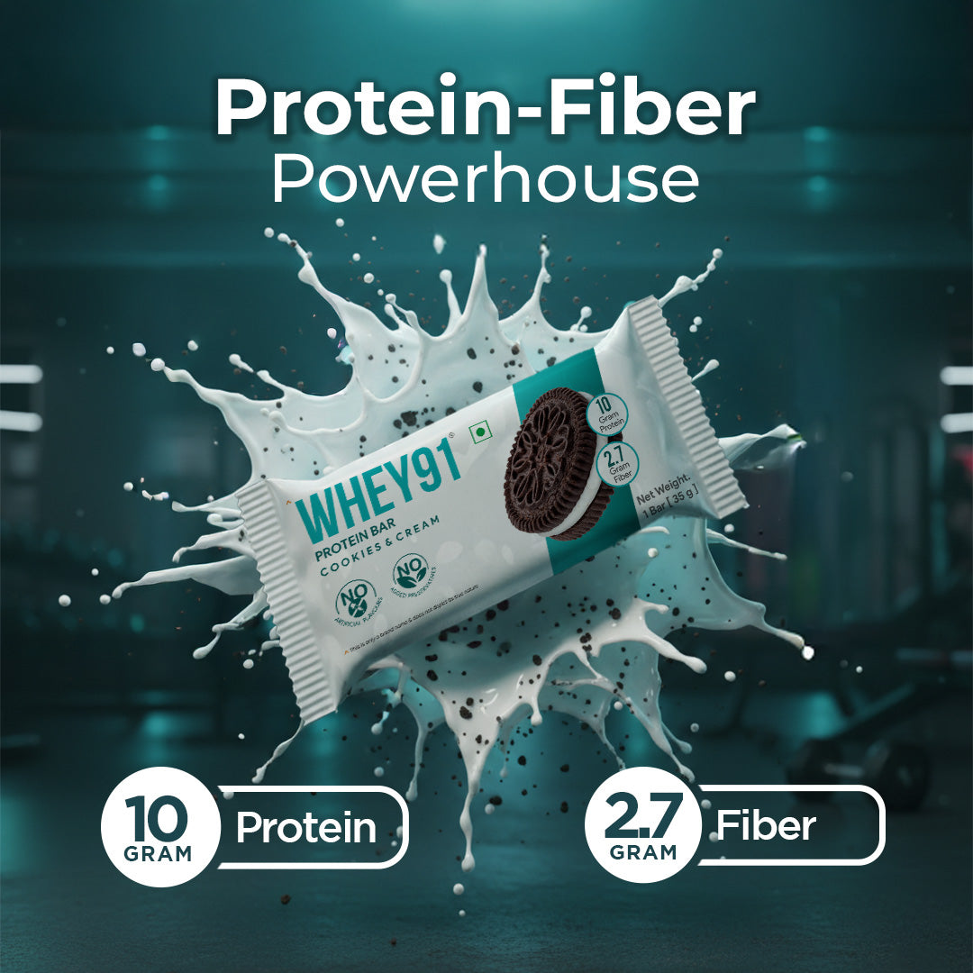 Whey91 Cookies & Cream Protein Bar, 10g Protein & 2.7g Fiber  (Pack of 6 bars)